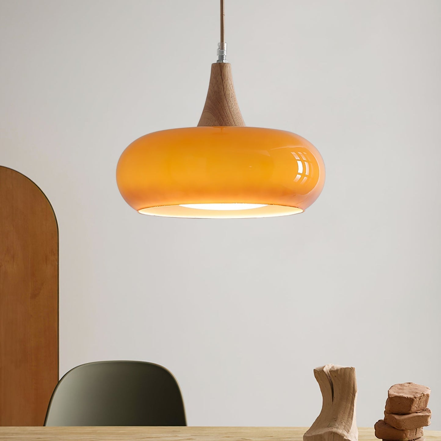 Modern Wooden Pendant Ceiling Light  Minimalist Kitchen & Dining Lamp