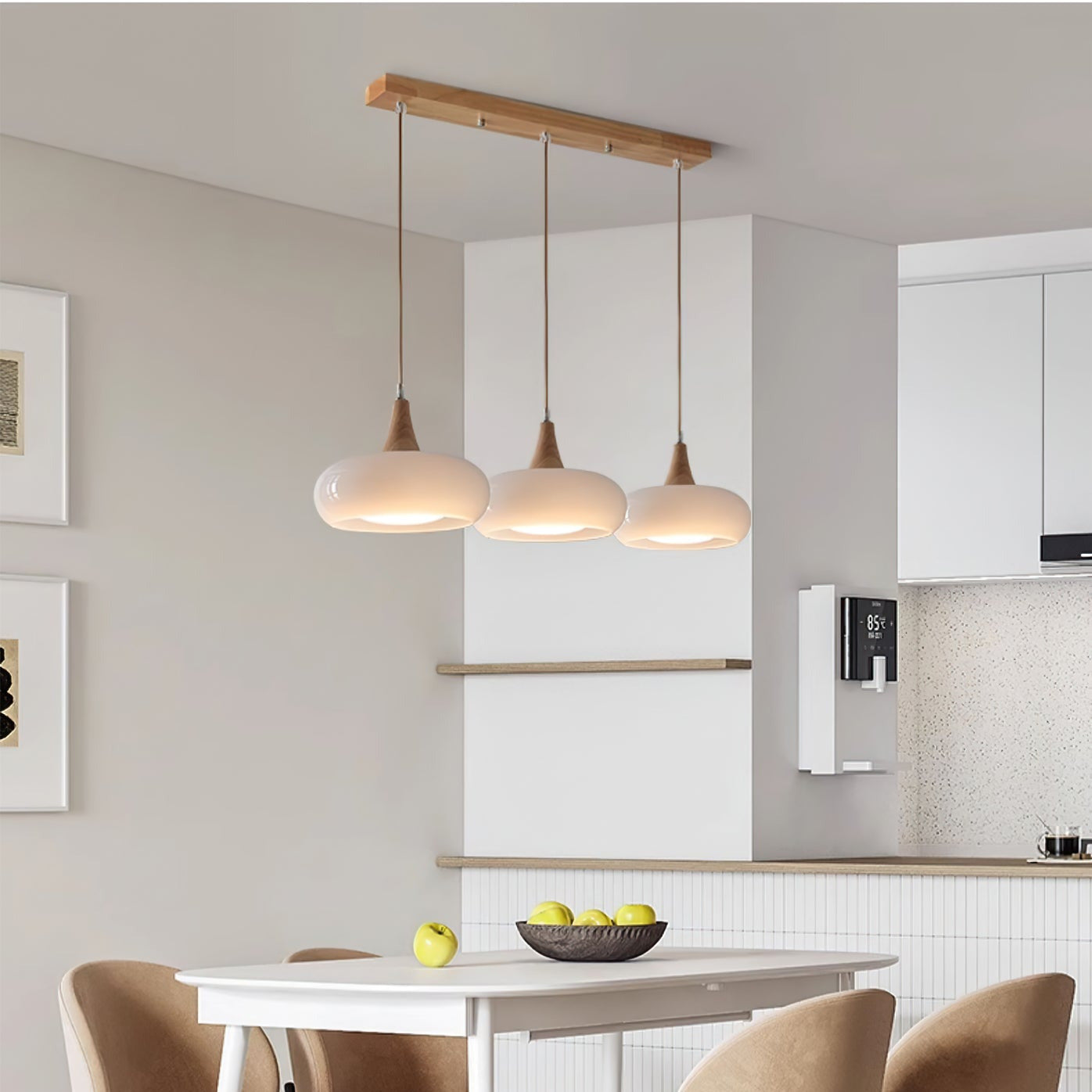 Modern Wooden Pendant Ceiling Light  Minimalist Kitchen & Dining Lamp